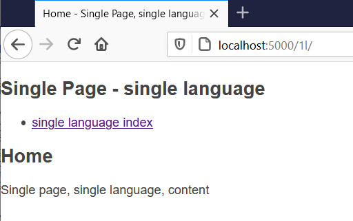 single page, single language