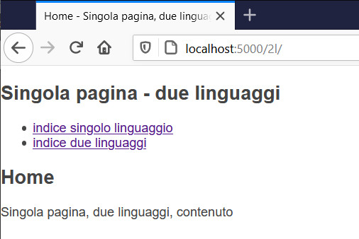 single page, two languages, italian language option